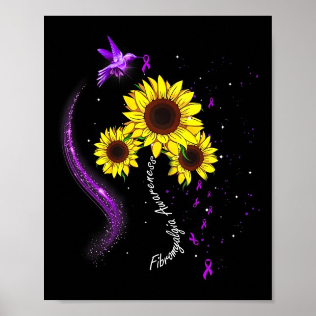 Póster Morado Sunflower Fibromialgia Conciencia (Frente)