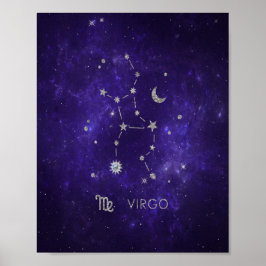 Póster Morado Virgo Zodiac | Horoscopio Astrológico Cósmi
