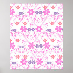 Póster Morado y rosa floral moderna