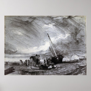 Póster Moran - Barco de Pesca Varado 1864