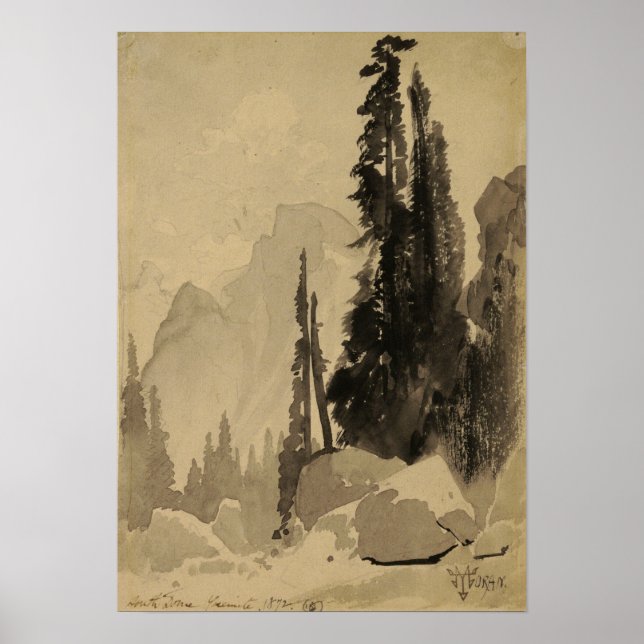 Póster Moran - Half Dome Yosemite 1872 (Frente)