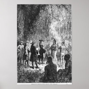 Póster Moravian Missionaries Among the Indians