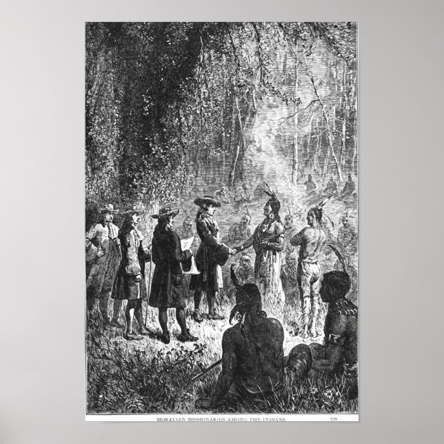 Póster Moravian Missionaries Among the Indians (Frente)