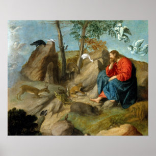 Póster Moretto DA Brescia Cristo en el desierto