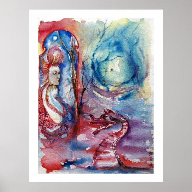 Póster MORGANA / Mágica y misterio ,Fantasía azul rosada (Frente)