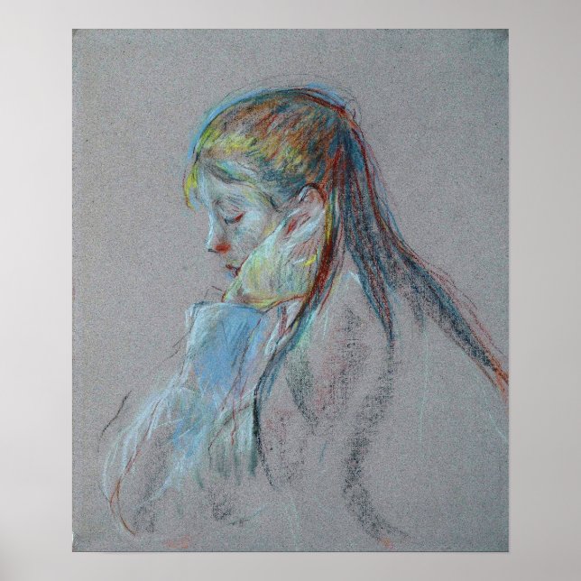 Póster Morisot - Chica Con El Cabello Largo 1890 (Frente)