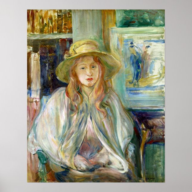Póster Morisot - Chica En Un Gorra De Paja 1892 (Frente)