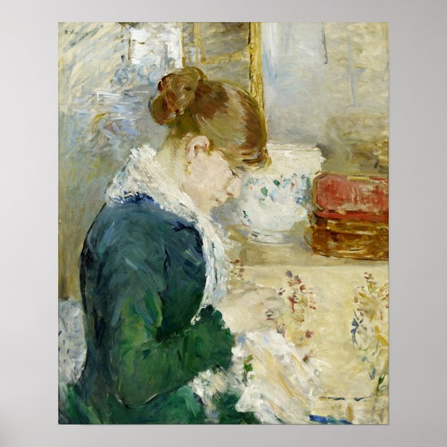 Póster Morisot - Cousant femenino (mascado femenino) 1879 (Frente)