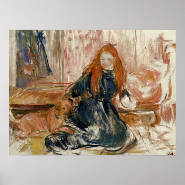 Póster Morisot - Girl Playing With A Dog 1892 (Frente)