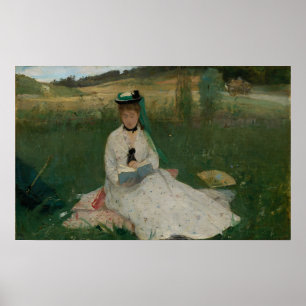 Póster Morisot - Leyendo con paraguas verde 1873