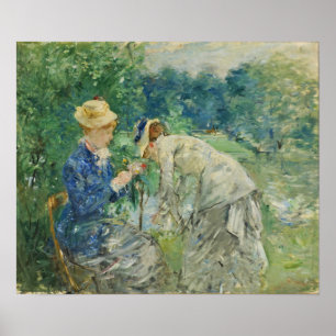 Póster Morisot - Mujer recogiendo flores 1879