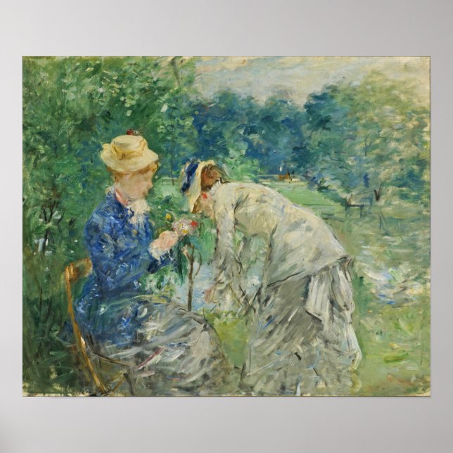 Póster Morisot - Mujer recogiendo flores 1879 (Frente)