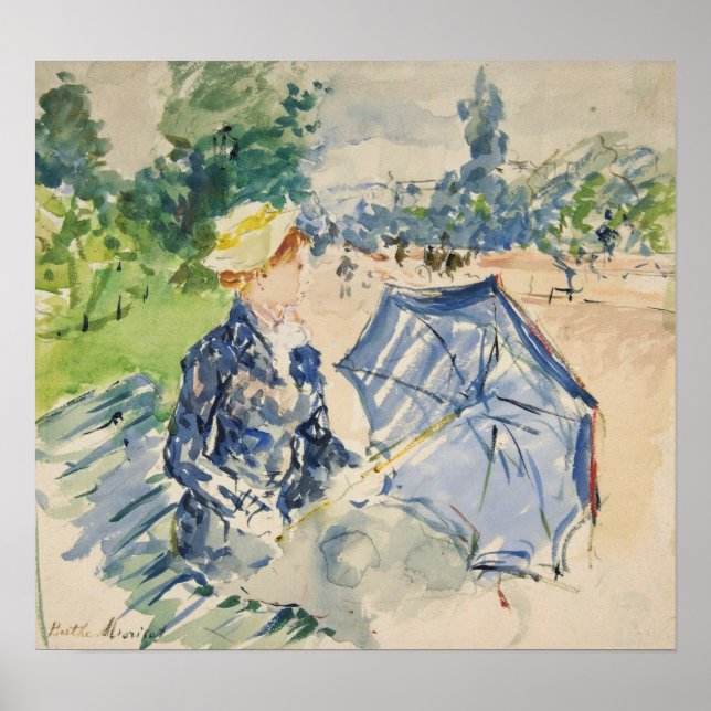 Póster Morisot - Mujer Sentada Con Madera 1885 (Frente)