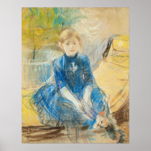 Póster Morisot - Niña con vestido azul 1886