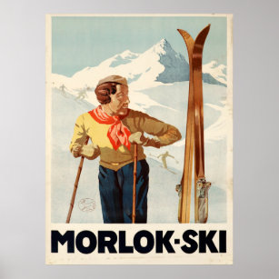 Póster Morlok Ski Austria Vintage Travel Poster