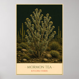 Póster Mormon Tea – Vintage Botanical Illustration