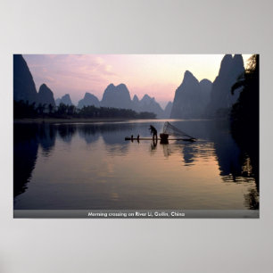 Póster Morning crossing on River Li, Guilin, China