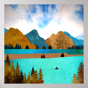 Póster Morning Lake Rower