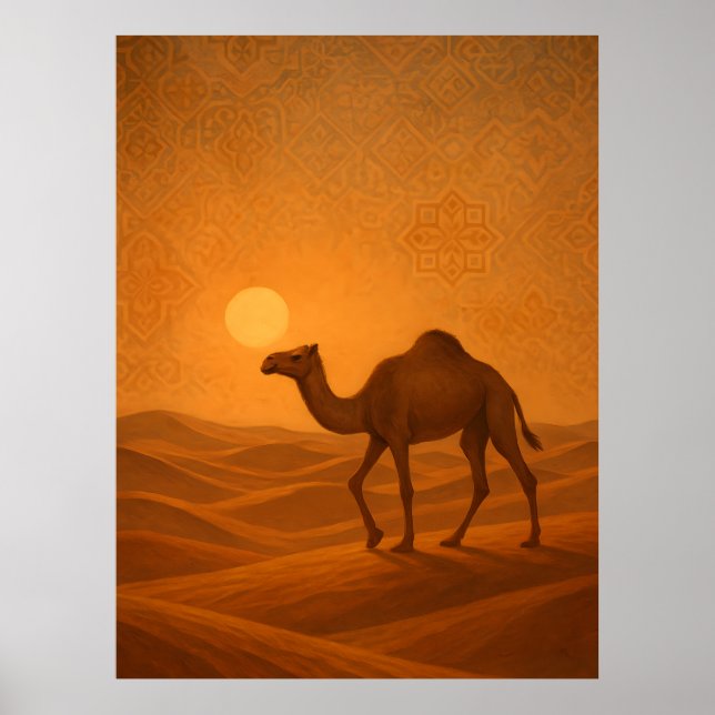 Póster Moroccan Desert Camel Sunset Poster (Frente)