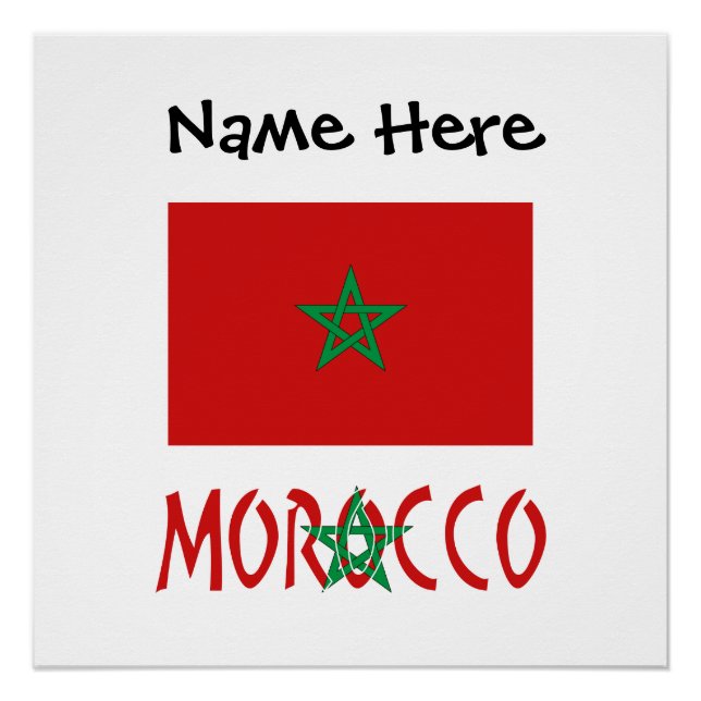 Póster Morocco and Moroccan Flag with Your Name (Anverso)
