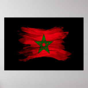 Póster Morocco flag brush stroke, national flag