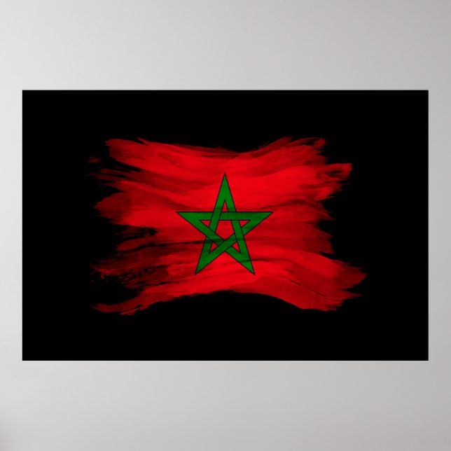 Póster Morocco flag brush stroke, national flag (Frente)