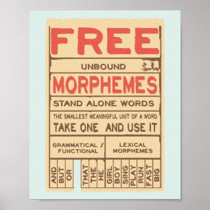 Póster Morphemes gratis Grammar Inglés divertido