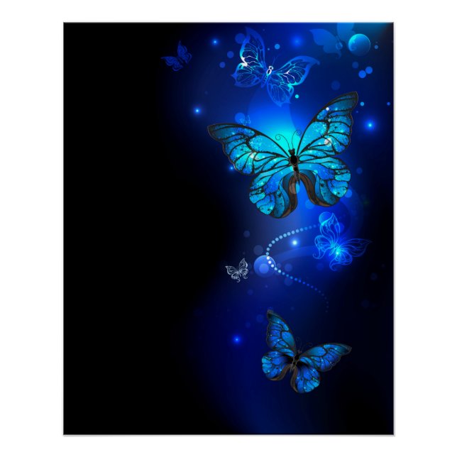 Póster Morpho Butterfly in the Dark Background (Anverso)