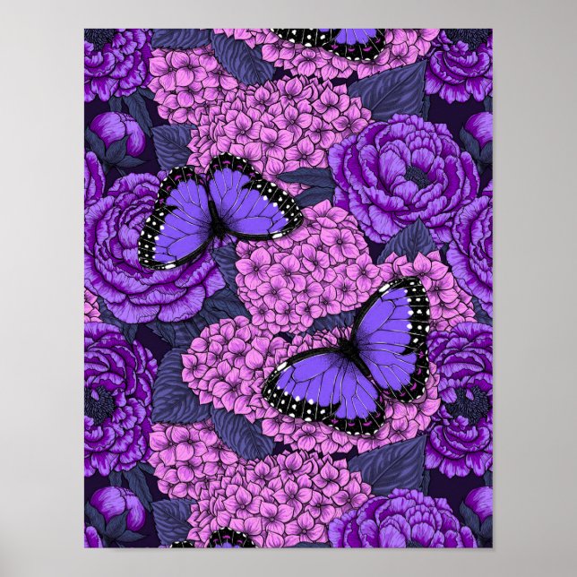 Póster Morpho garden azul 2 (Frente)