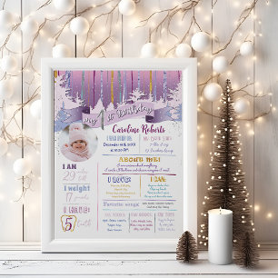 Póster Morple Blue Gold Winter My Birthday Stats Photo