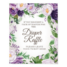 Morple Floral Baby Shower Diaper Raffle