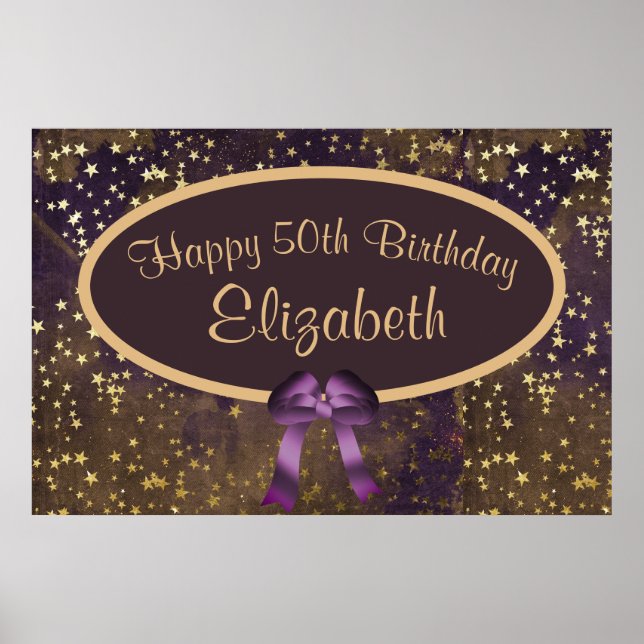 Póster Morple Gold Stardust 50 cumpleaños (Frente)