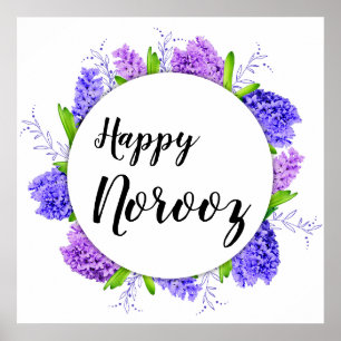 Póster Morple Hyacinth Wreath Feliz Año Nuevo Nouruz