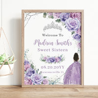 Morple Lavender Floral Brown Princess Birthday