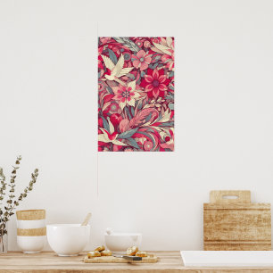 Póster Morris flor rosa