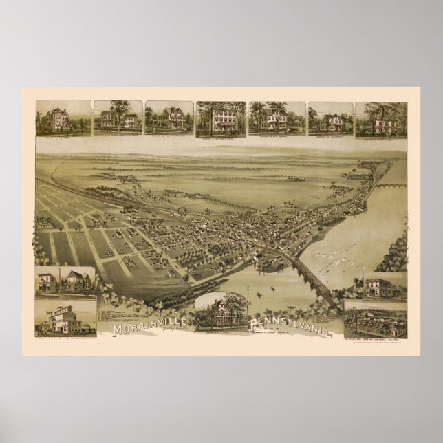 Póster Morrisville, mapa panorámico de la Autoridad Pales (Frente)