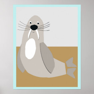 Póster Morsa Feliz Colorblock