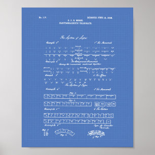 Póster Morse Code 1848 Patent Art Blueprint