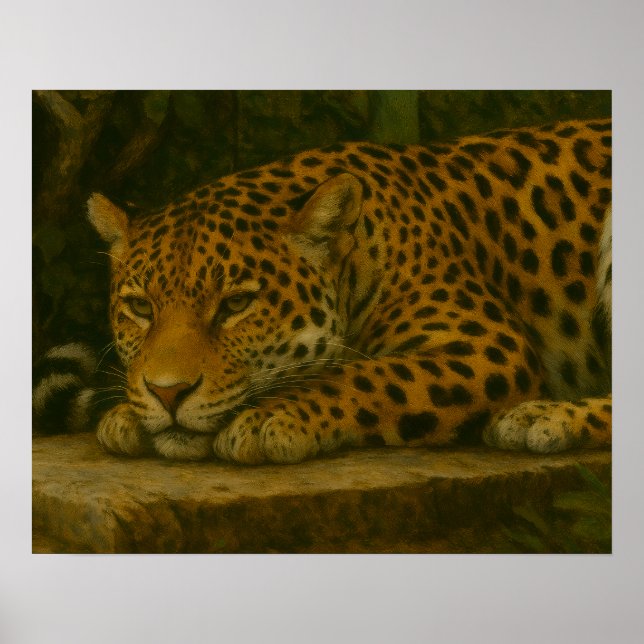 Póster Mortalidad dorada - Leopardo en reposo (Frente)