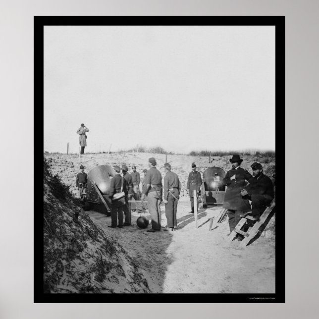 Póster Morteros federales apuntan al Fuerte Sumter 1865 (Frente)