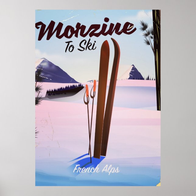 Póster Morzine, poster de esquí de los Alpes franceses (Frente)