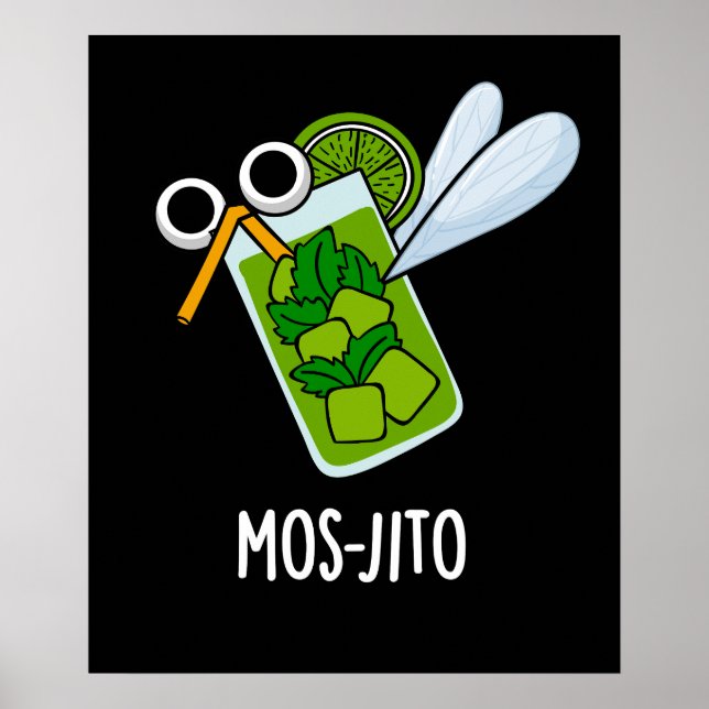 Póster Mos-jito Funny Mojito Bebe Pun Dark BG (Frente)