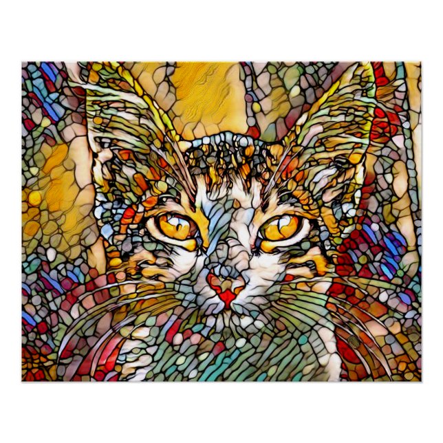 Póster Mosaic Multicolor Cat 697 (Anverso)