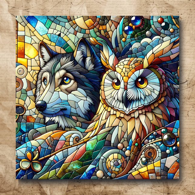 Póster Mosaic Tile Wolf y Owl (Subido por el creador)