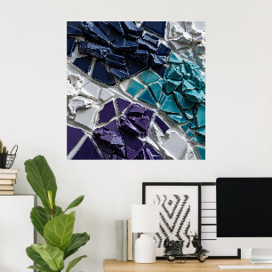 Póster Mosaico abstracto de baldosas de cerámica rotas co