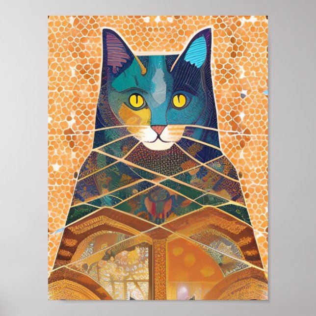Póster Mosaico abstracto de moroccanos de gato y acólito (Frente)