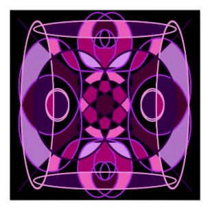 Póster mosaico abstracto rosa y púrpura