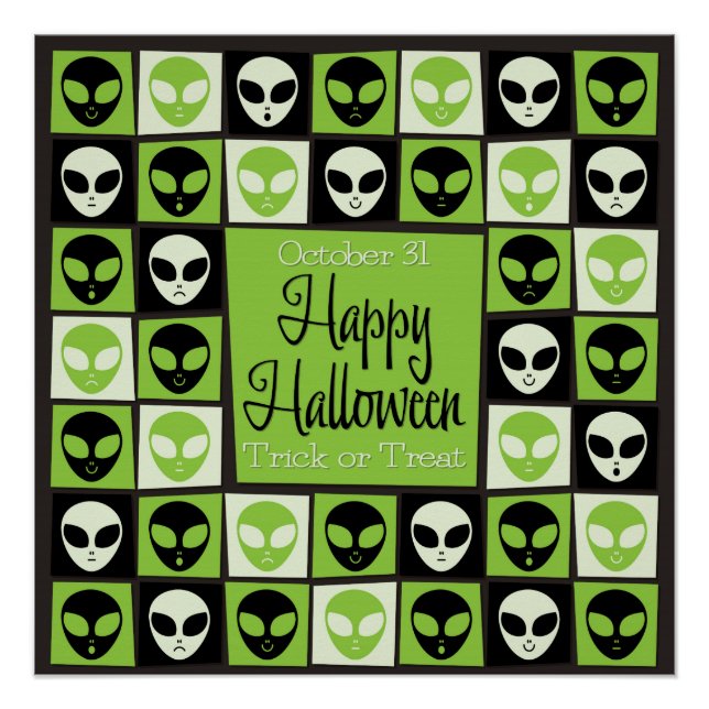 Póster Mosaico alienígena de Halloween (Anverso)