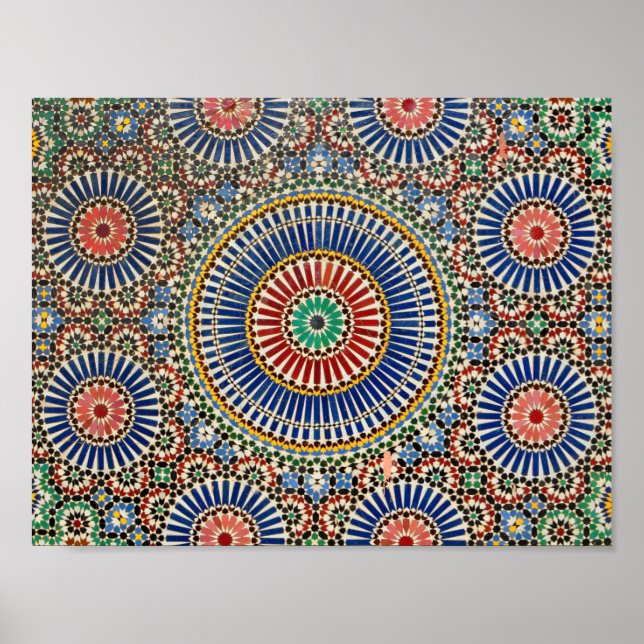 Póster mosaico árabe marruecos islam patrón religioso (Frente)