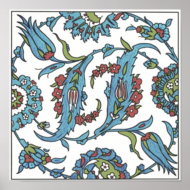 Póster Mosaico cerámico floral islámico #1 Poster (Frente)